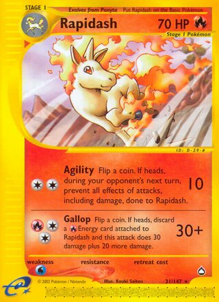 Rapidash 31/186 from Aquapolis