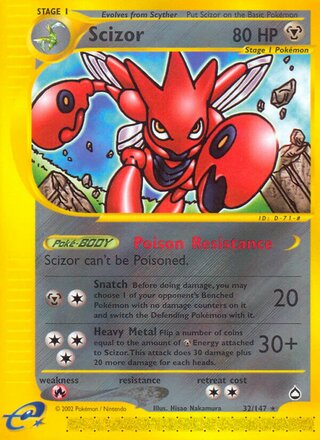 Scizor 32/186 from Aquapolis