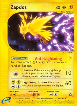 Zapdos 44/186 from Aquapolis