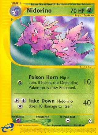 Nidorino 55/186 from Aquapolis