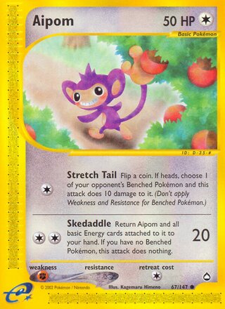 Aipom 67/186 from Aquapolis