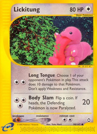 Lickitung 90/186 from Aquapolis