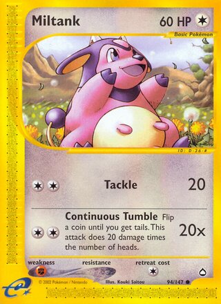 Miltank 94/186 from Aquapolis