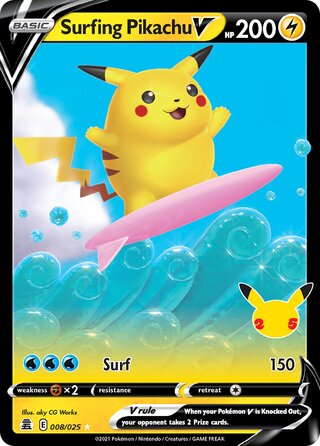 Surfing Pikachu V 8/50 from Celebrations