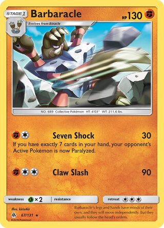 Barbaracle 67/146 from Forbidden Light