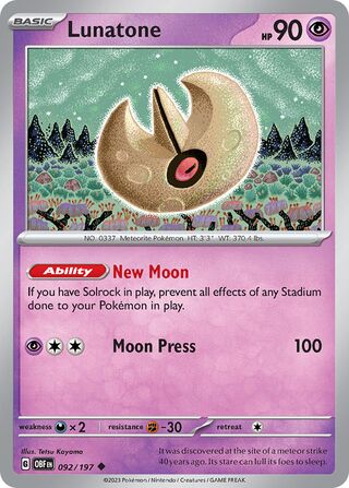 Lunatone 92/230 from Obsidian Flames