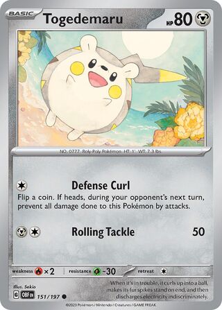 Togedemaru 151/230 from Obsidian Flames