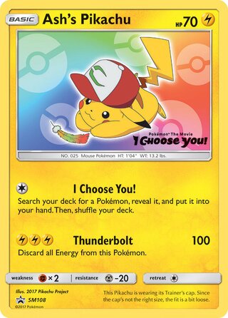 Ash's Pikachu 108/248 from Sun & Moon Promos