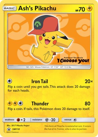 Ash's Pikachu 110/248 from Sun & Moon Promos