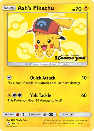 Ash's Pikachu 111/248 from Sun & Moon Promos