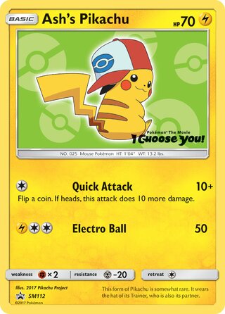 Ash's Pikachu 112/248 from Sun & Moon Promos