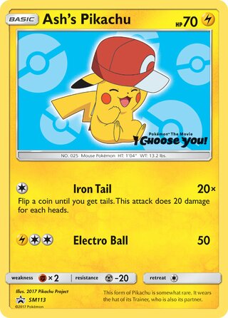 Ash's Pikachu 113/248 from Sun & Moon Promos
