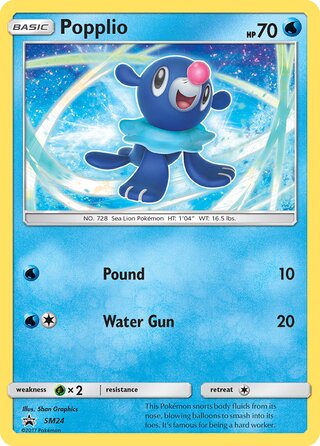 Popplio 24/248 from Sun & Moon Promos